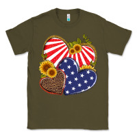 Army Green america heart and sunflower Classic Tee - Artiststas