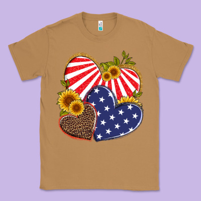 America Heart And Sunflower Classic Tee Designed By Artiststas