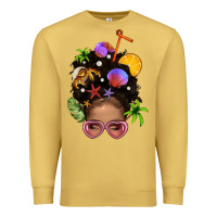 Antique Gold Beach Hair Afro Messy Bun Bbs Premium Sweatshirt - BundleAndBundleShop