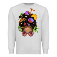 Dove Grey Beach Hair Afro Messy Bun Bbs Premium Sweatshirt - BundleAndBundleShop
