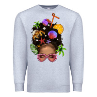 Heather Grey Beach Hair Afro Messy Bun Bbs Premium Sweatshirt - BundleAndBundleShop