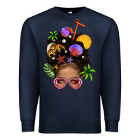 Navy Beach Hair Afro Messy Bun Bbs Premium Sweatshirt - BundleAndBundleShop