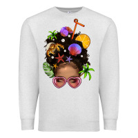 Oatmeal Heather Beach Hair Afro Messy Bun Bbs Premium Sweatshirt - BundleAndBundleShop