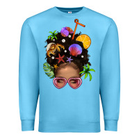Ocean Blue Beach Hair Afro Messy Bun Bbs Premium Sweatshirt - BundleAndBundleShop