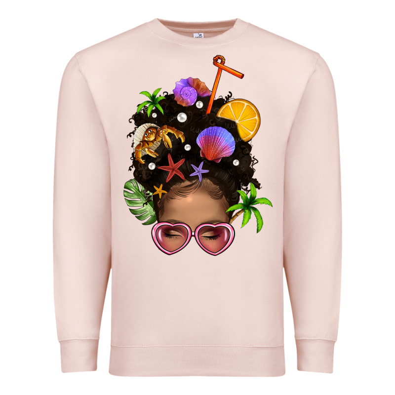 Beach Hair Afro Messy Bun Bbs Premium Sweatshirt by BundleAndBundleShop | Teevron