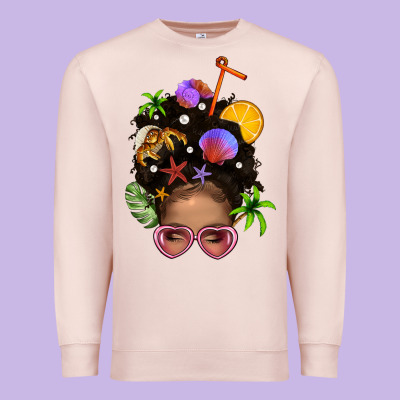 Beach Hair Afro Messy Bun Bbs Premium Sweatshirt Designed By Bundleandbundleshop