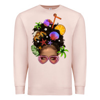 Pale Pink Beach Hair Afro Messy Bun Bbs Premium Sweatshirt - BundleAndBundleShop
