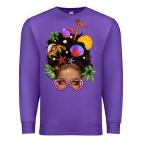 Purple Beach Hair Afro Messy Bun Bbs Premium Sweatshirt - BundleAndBundleShop