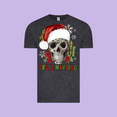 Feliz Navidad Skull Cactus Vintage Tee Designed By Jahusdesignshop