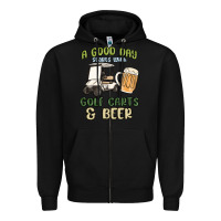 Black a god day starts with golf carts and beer Zipper Hoodie - MaliasSmallBusiness