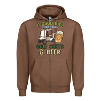 Chestnut a god day starts with golf carts and beer Zipper Hoodie - MaliasSmallBusiness