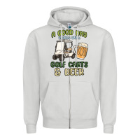 Dove Grey a god day starts with golf carts and beer Zipper Hoodie - MaliasSmallBusiness