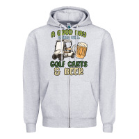 Heather Grey a god day starts with golf carts and beer Zipper Hoodie - MaliasSmallBusiness