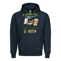 Navy a god day starts with golf carts and beer Zipper Hoodie - MaliasSmallBusiness