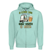 Seafoam a god day starts with golf carts and beer Zipper Hoodie - MaliasSmallBusiness