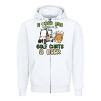 White a god day starts with golf carts and beer Zipper Hoodie - MaliasSmallBusiness