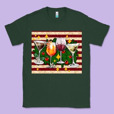 Christmas Cocktail Classic Tee Designed By Adodesignshop