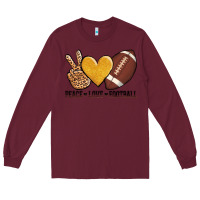 Burgundy peace love football Long Sleeve Tee - AdoDesignShop