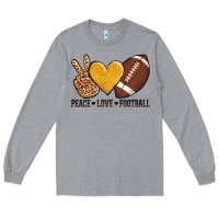 Heather Grey peace love football Long Sleeve Tee - AdoDesignShop