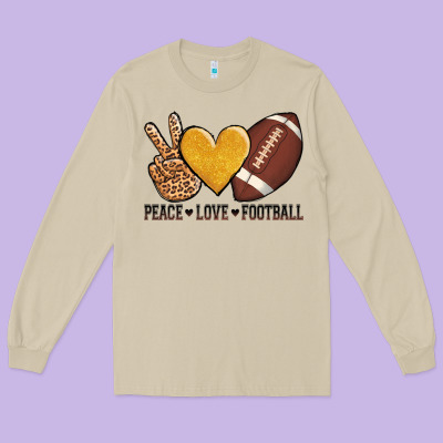 Peace Love Football Long Sleeve Tee Designed By Adodesignshop