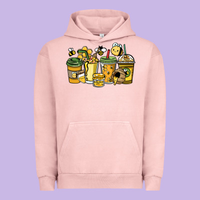 Honey Bee Coffee Cups Urban Hoodie Designed By Howdyjamesfarm