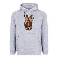 Heather Grey American Football Easter Bunny Heavyweight Hoodie - BundleAndBundleShop