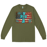 Army Green flag and turquoise cross Long Sleeve Tee - AdoDesignShop