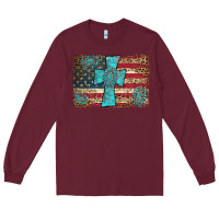 Burgundy flag and turquoise cross Long Sleeve Tee - AdoDesignShop