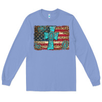 Colony Blue flag and turquoise cross Long Sleeve Tee - AdoDesignShop