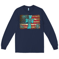 Navy flag and turquoise cross Long Sleeve Tee - AdoDesignShop