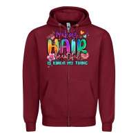 Burgundy making hair beautiful is kinda my thing Zipper Hoodie - MaliasSmallBusiness