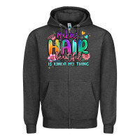 Charcoal Heather making hair beautiful is kinda my thing Zipper Hoodie - MaliasSmallBusiness