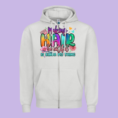 Making Hair Beautiful Is Kinda My Thing Zipper Hoodie Designed By Maliassmallbusiness
