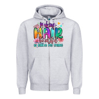 Heather Grey making hair beautiful is kinda my thing Zipper Hoodie - MaliasSmallBusiness