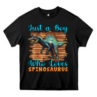 Black just a boy who loves baby spinosaurus Heavy Core Tee - Artiststas
