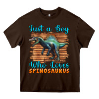 Chocolate Brown just a boy who loves baby spinosaurus Heavy Core Tee - Artiststas