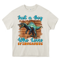 Cream just a boy who loves baby spinosaurus Heavy Core Tee - Artiststas
