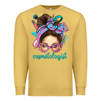 Antique Gold Messy Bun Cosmetologist Bbs Premium Sweatshirt - BundleAndBundleShop