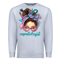 Heather Grey Messy Bun Cosmetologist Bbs Premium Sweatshirt - BundleAndBundleShop