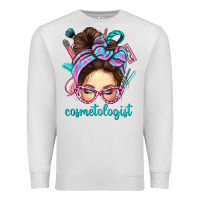 Oatmeal Heather Messy Bun Cosmetologist Bbs Premium Sweatshirt - BundleAndBundleShop
