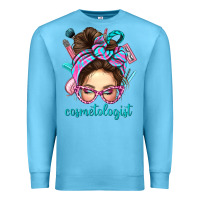 Ocean Blue Messy Bun Cosmetologist Bbs Premium Sweatshirt - BundleAndBundleShop