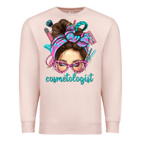Pale Pink Messy Bun Cosmetologist Bbs Premium Sweatshirt - BundleAndBundleShop