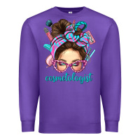 Purple Messy Bun Cosmetologist Bbs Premium Sweatshirt - BundleAndBundleShop