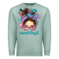 Seafoam Messy Bun Cosmetologist Bbs Premium Sweatshirt - BundleAndBundleShop