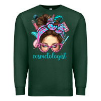 Sports Green Messy Bun Cosmetologist Bbs Premium Sweatshirt - BundleAndBundleShop