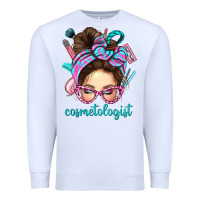 White Messy Bun Cosmetologist Bbs Premium Sweatshirt - BundleAndBundleShop