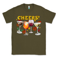 Army Green Cheers Christmas Coctail Classic Tee - AdoDesignShop