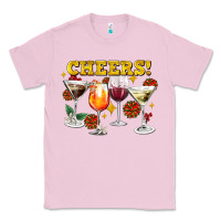 Bubblegum Pink Cheers Christmas Coctail Classic Tee - AdoDesignShop