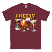 Burgundy Cheers Christmas Coctail Classic Tee - AdoDesignShop