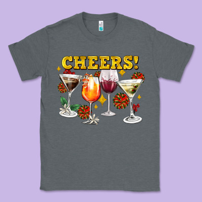 Cheers Christmas Coctail Classic Tee Designed By Adodesignshop